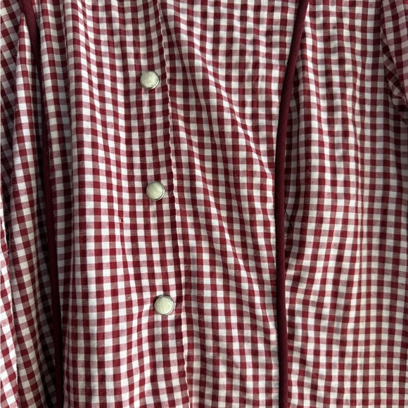 Vintage puff sleeve plaid pearl snap ruffle Christmas Holiday Homestead dress - Picture 3 of 3